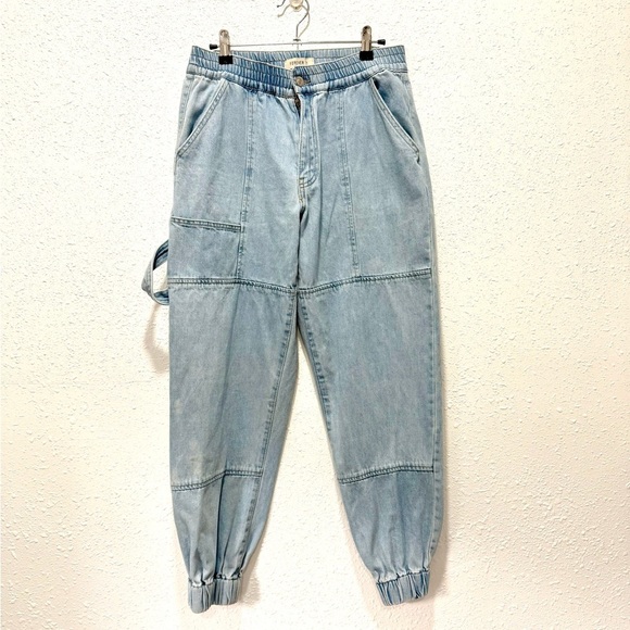 Forever 21 Light Blue Denim utility cargo Joggers M - Picture 1 of 6